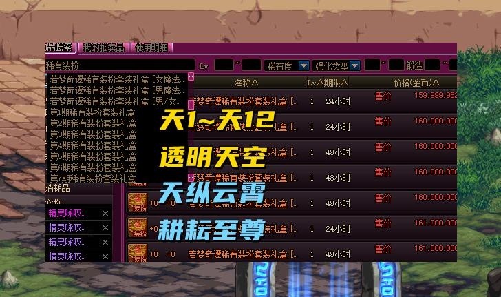 DNF拍卖行天空售价大揭秘，最便宜天空仅需1.6亿金币！